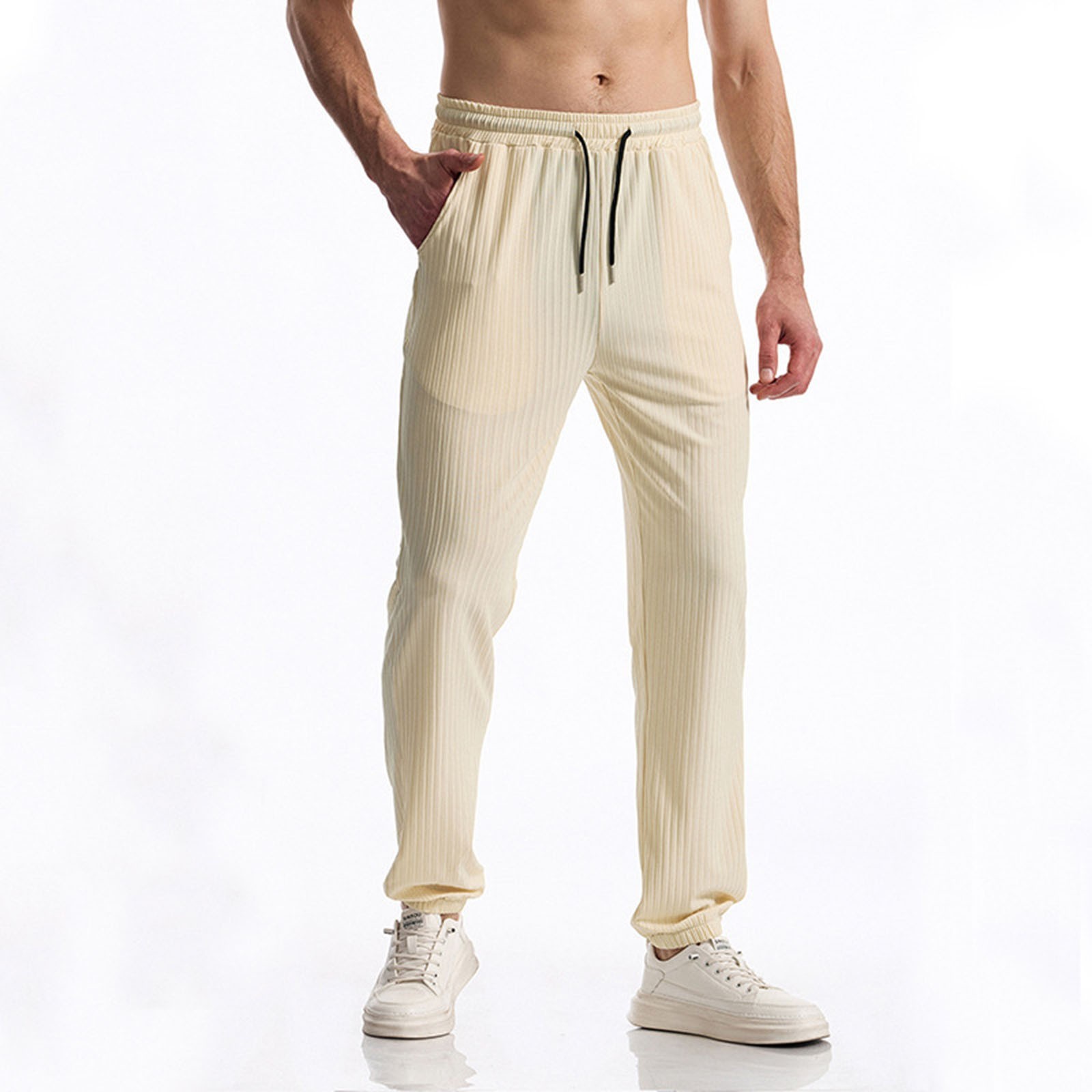 thumbnail image 2 of Pantalones largos ligeros y transpirables de verano para hombre: corte holgado, cómodos, versátiles para uso diario/al aire libre, lavables a máquina., 2 of 4